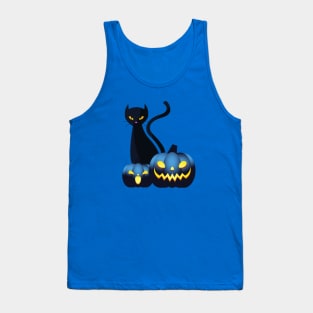 Halloween Spooky Pumpkins Black Cat and Happy Fall Season Autumn Vibes Tank Top